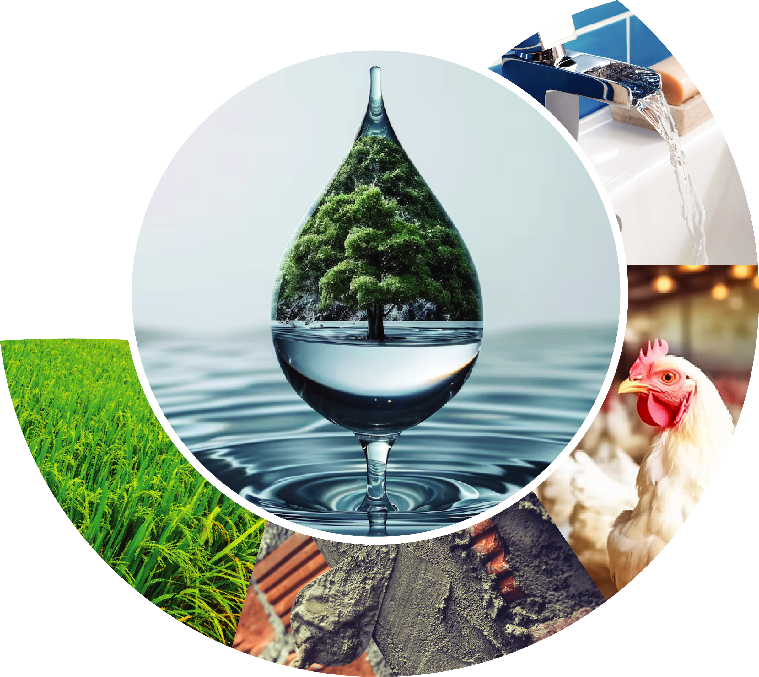 a collage of different images of water and a tree